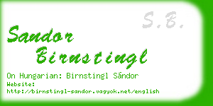 sandor birnstingl business card